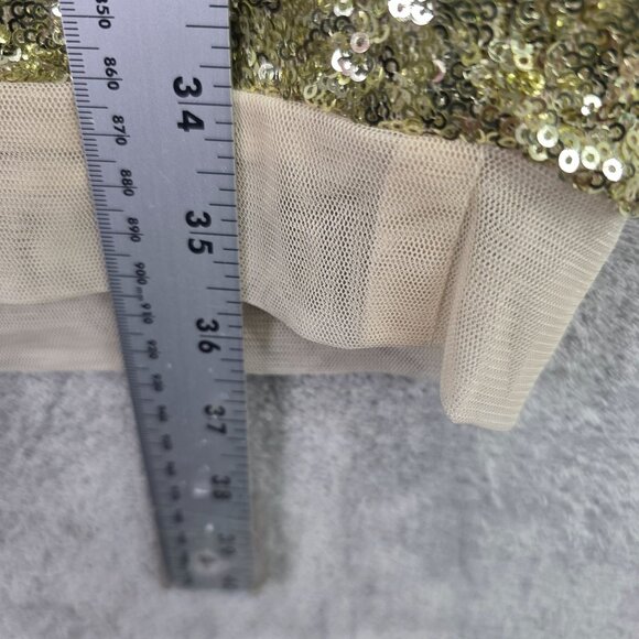 Womens Bisou Bisou Michele Bohbot Gold Sequin Sleeveless Dress V-Neck Size 14 - Picture 5 of 7